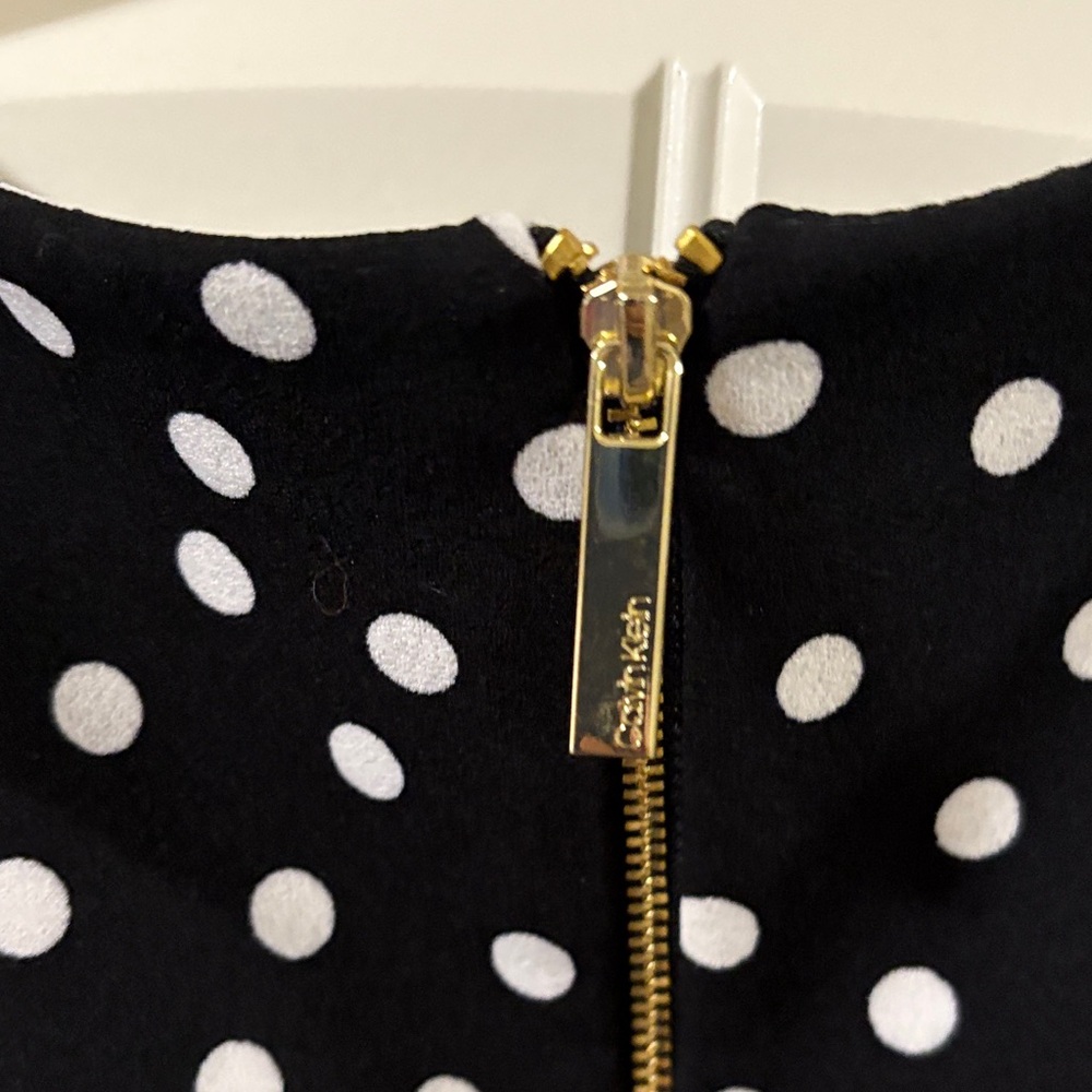 NWT Calvin Klein Fit and Flair Black Polka Dot Dress size 6 - Picture 10 of 10